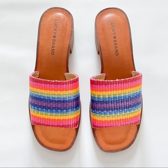 Lucky Brand Frijana Rainbow Slide Sandal Sz 7.5 - Picture 2 of 7